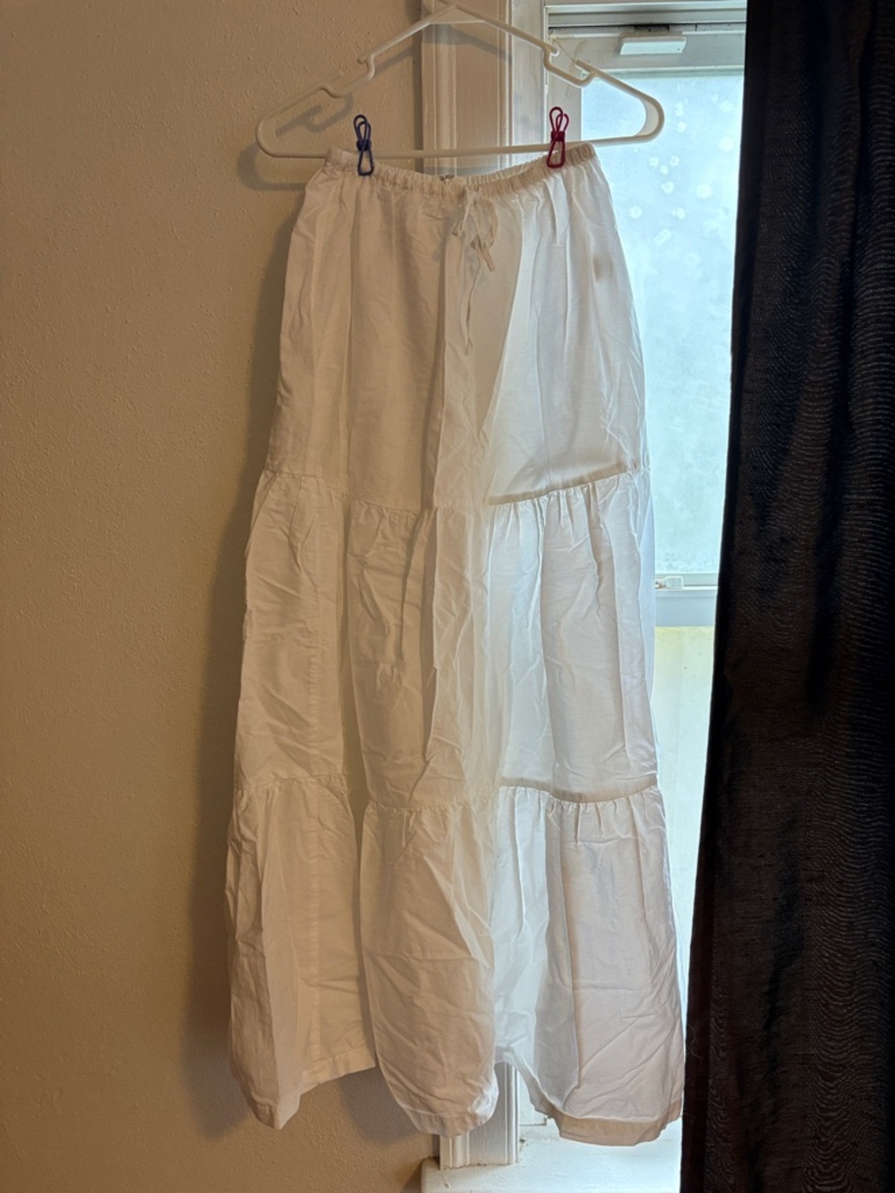 Glassons White Tiered Maxi Skirt with Drawstring Waist